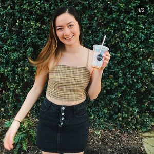 PACSUN GINGHAM cropped tank top